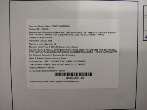 Brother TN-1020 Black Toner Cartridge - Image 6