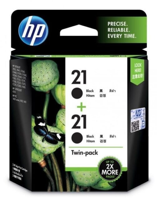 HP 21A Ink Cartridge, Black, Twin Pack - Image 2