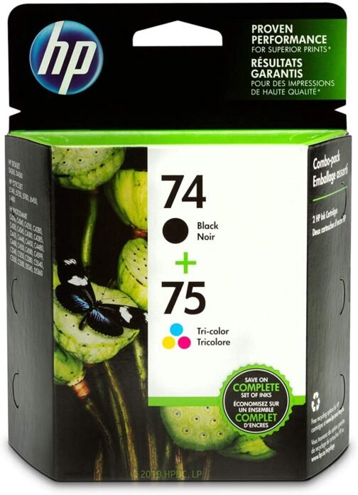 HP 74 Black 75 Tri-Color Combo Pack Ink Cartridge - Image 2