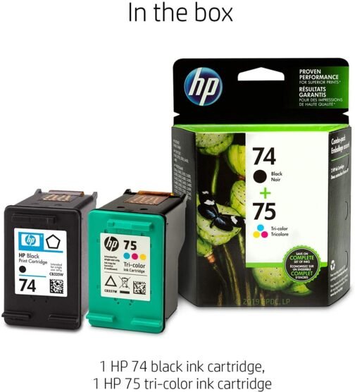 HP 74 Black 75 Tri-Color Combo Pack Ink Cartridge - Image 3