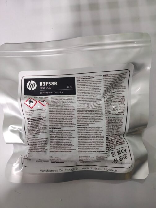 HP 2580 Black Solvent Ink Cartridge (B3F58B) - Image 3