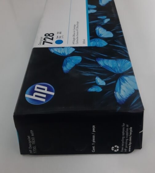 HP DesignJet 728 Cyan Ink Cartridge, 300ml (F9K17A) - Image 3