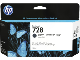 HP DesignJet 728 Matte Black Ink Cartridge, 130ml