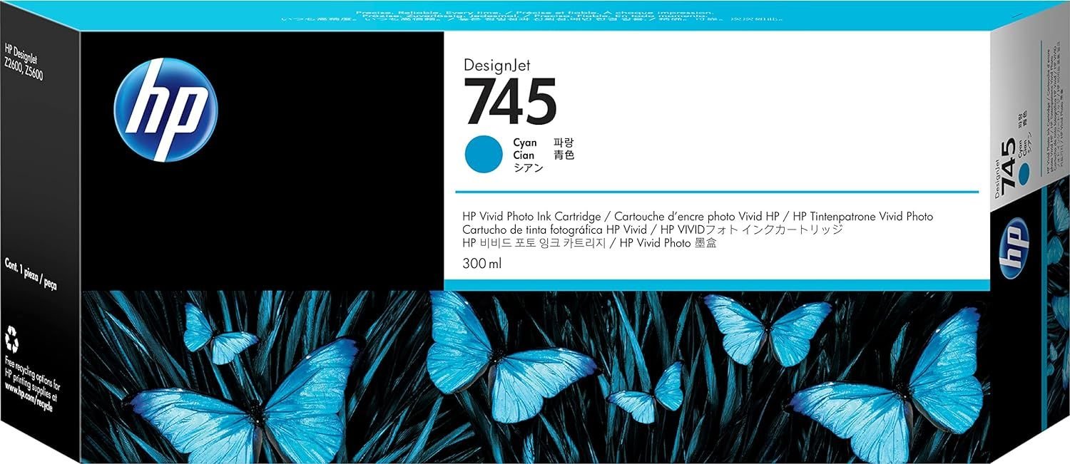 HP 745 300-ml DesignJet Chromatic Ink Cartridge, Cyan