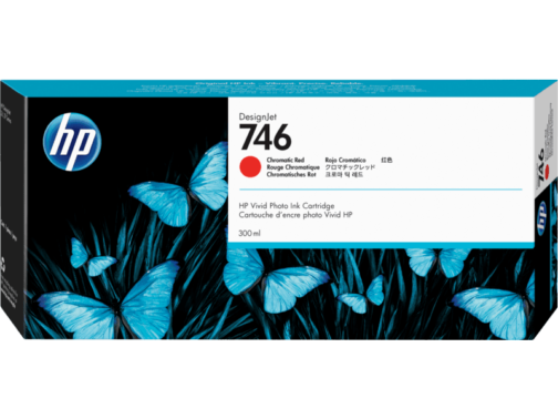 HP 746 Chromatic Red DesignJet Ink Cartridge, 300ml (P2V81A)