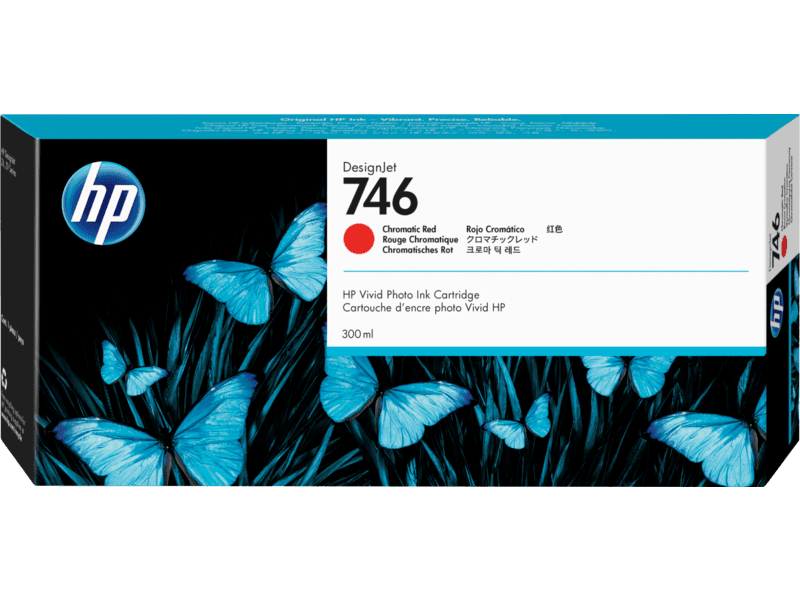 HP 746 Chromatic Red DesignJet Ink Cartridge, 300ml (P2V81A)