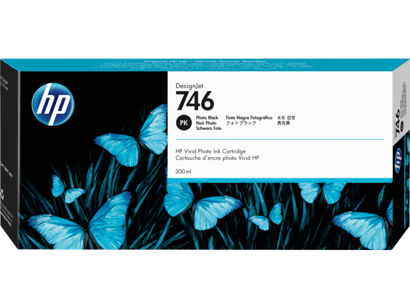 HP 746 Photo Black DesignJet Ink Cartridge, 300ml (P2V82A)